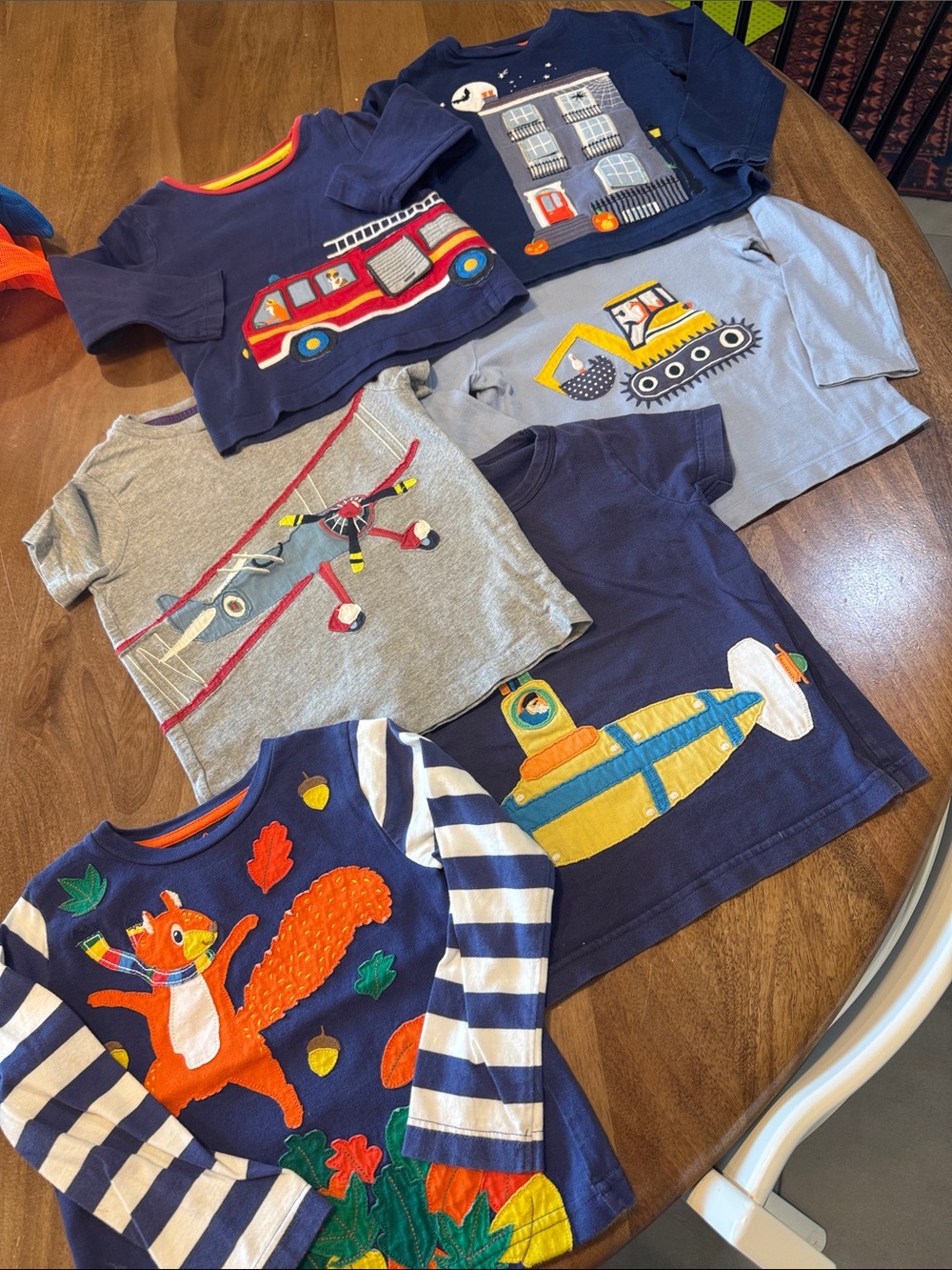 Mini Boden Toddler Boys 2 short & 4 long-Sleeve Applique Tops - Vehicles & Fox